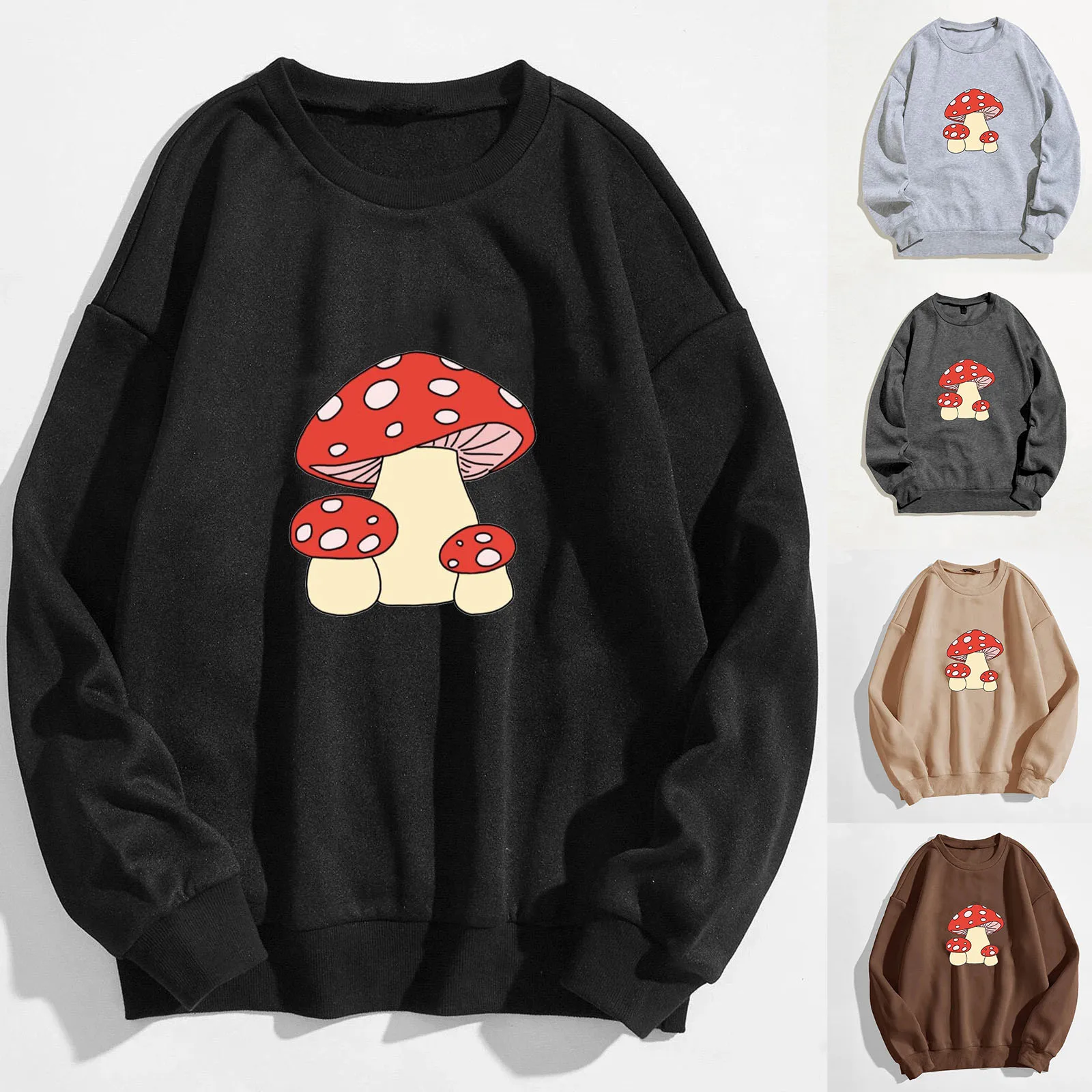 

Cute Sweatshirt Womens Kawaii Mushroom Frog Hoodie For Teen Girls Clothes Y2k Brown Hoodie Pullover Crewneck Blouse Top Sudadera