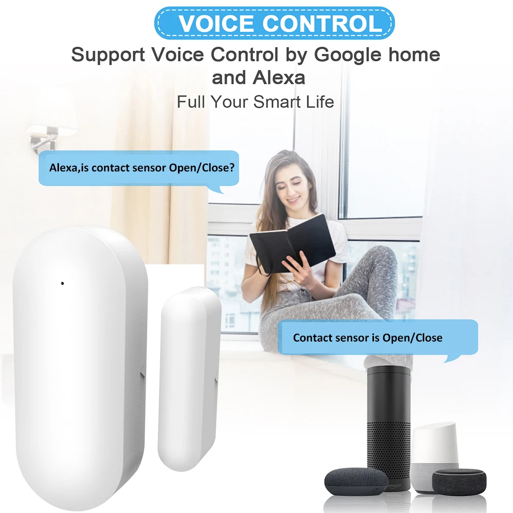 Tuya Smart ZigBee Wi-Fi Беспроводной датчик двери и окна Тампер Тревога Открыто Закрыто