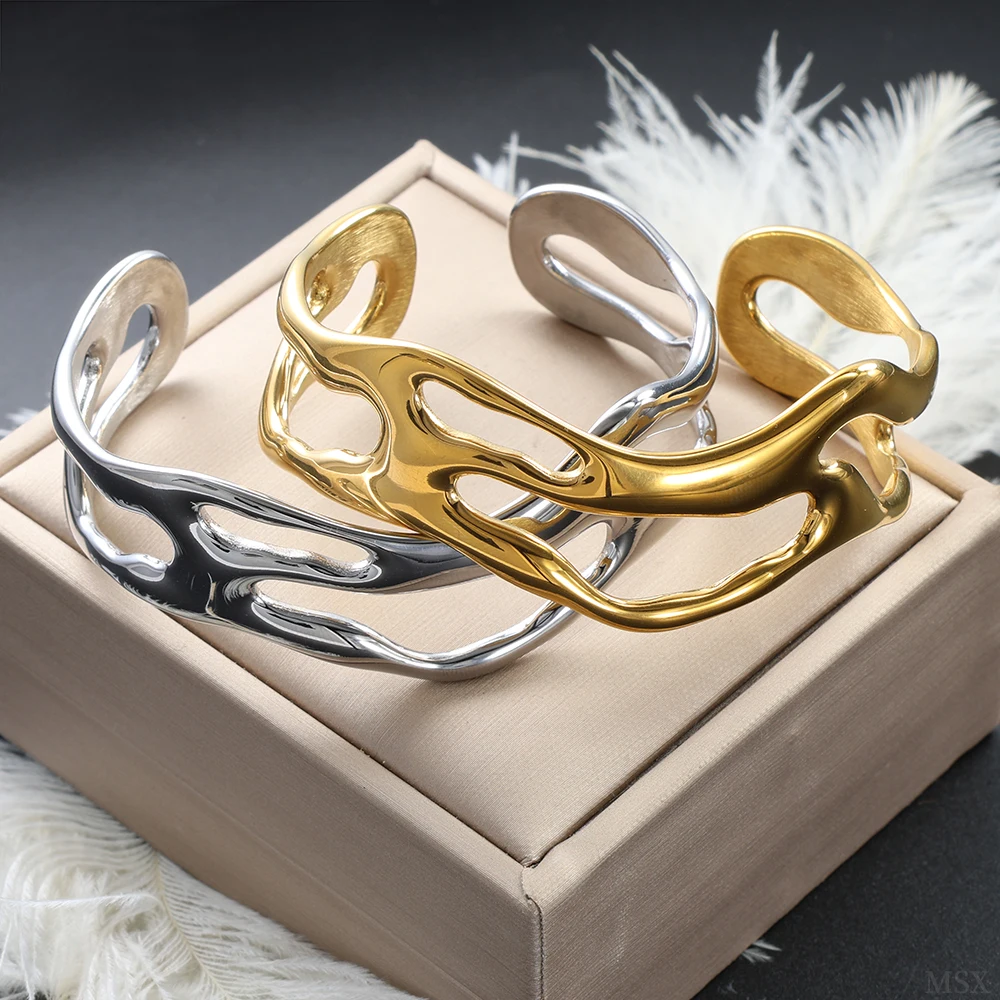 Женский браслет из титановой стали с широкими манжетами европейский и