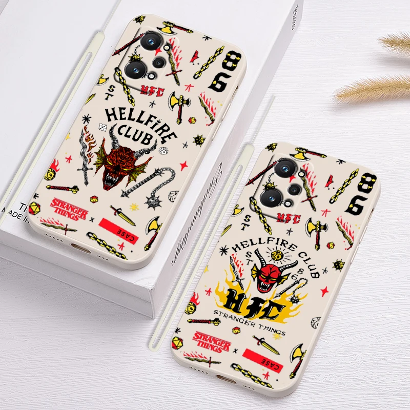 

Luxury Stranger Things Demon For OPPO Realme 8 7 6 5 i GT Pro Master Neo2 3 C21 Y Reno5 Lite 6Pro Liquid Rope Phone Case