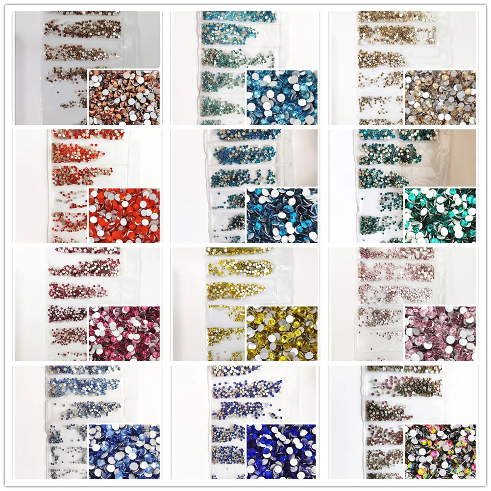 

1 Pack Flatback Glass Nails Rhinestones Mixed Sizes SS3 SS4 SS5 SS6 SS8 SS10 Stones Shiny Gems Manicure Nail Art Decorations