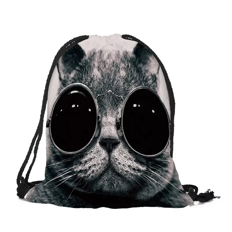 

2022Shopping Bag Digital printing Cats Backpack bag 3D Storage Bag Bunch pocket cartoon animals 32x39cm Oxford cloth