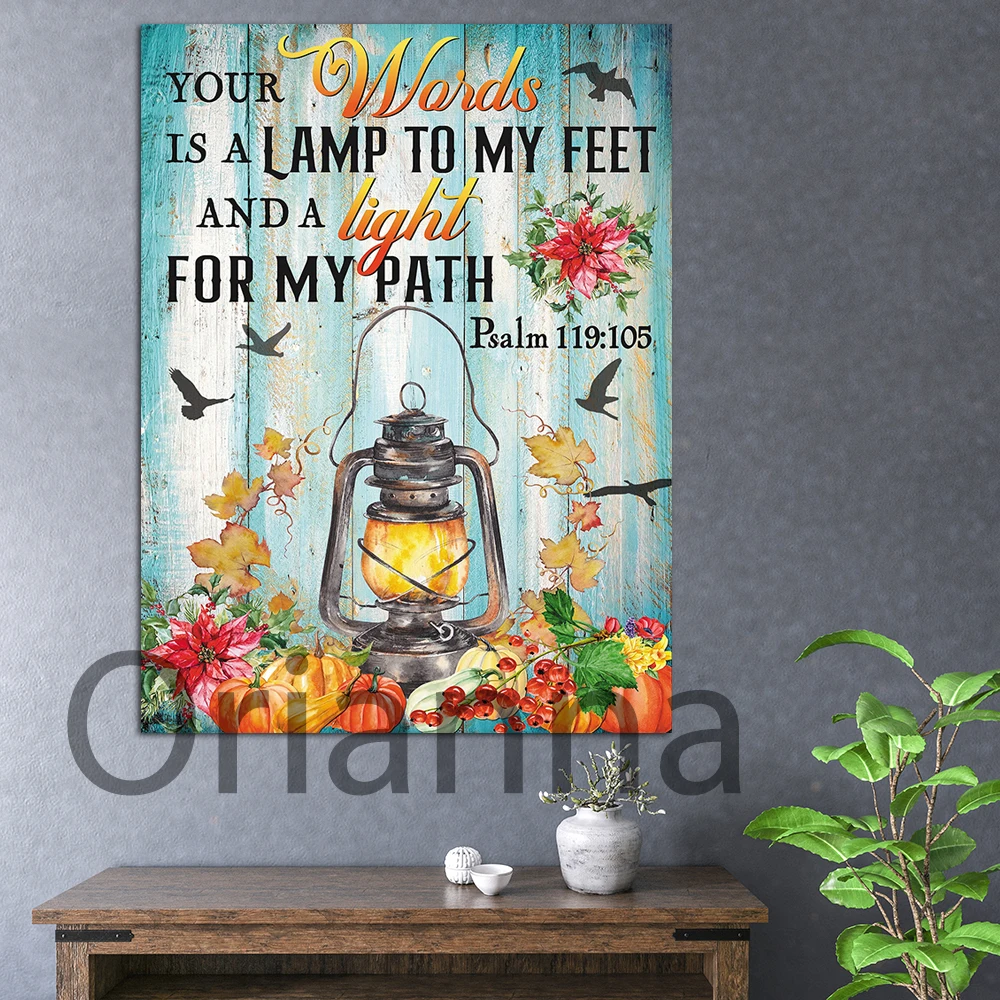 

Your Word Is a Lamp to My Feet,Psalm Photography Print Lamp Lantern Bible Verse Wall Art Decor Painting Poster Sign Print Canvas