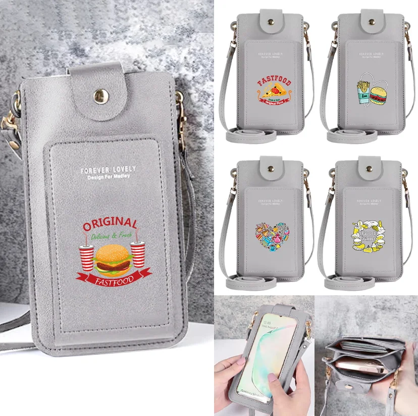 

Food Series Printed Small Women Mobile Phone Shoulder Bags Fashion Mini CrossBody Bag Card Holder Wallet Messenger Purse Handbag