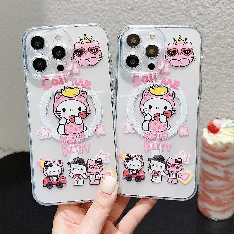 Милый магнитный чехол Sanrios Hellos-Kittys Magsafe для телефона Samsung Galaxy S24 S23 S22 S21 S20 FE Plus Ultra 5G