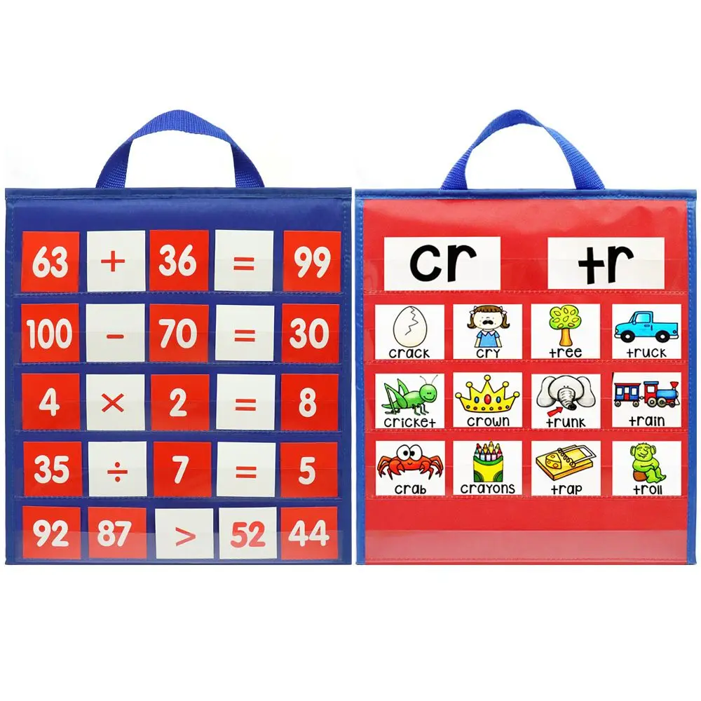 

Durable Flashcard Desk Tabletop Cards Holder Double-Sided Pocket Chart Teaching Pocket