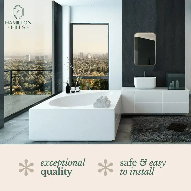 

Brushed Metal Wall Mirror Glass Panel Gold Framed