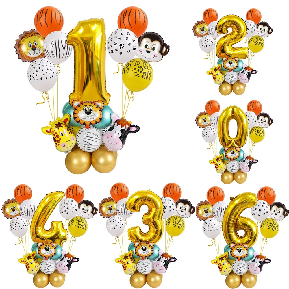 26 шт. воздушный шар в виде животного цифровой из алюминиевой пленки для мальчиков