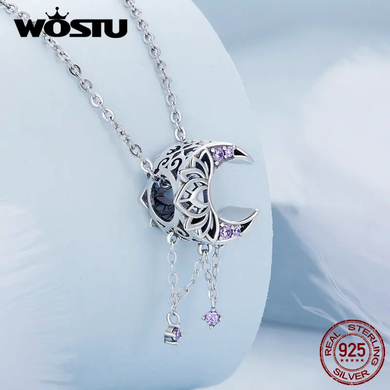 WOSTU Стерлинговое Серебро 925 пробы мечтательные фиолетовые подвески в виде сердца