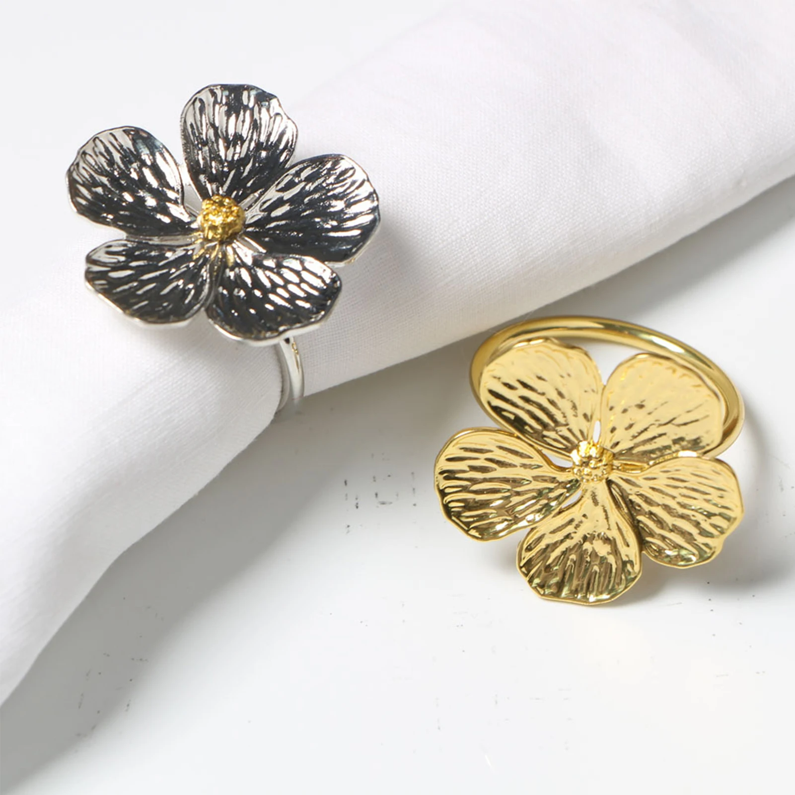 

Elegant Floral Napkins Rings Wedding Banquet Christmas Table Setting Decor Holiday Napkin Ring Holder Flower Napkin Rings