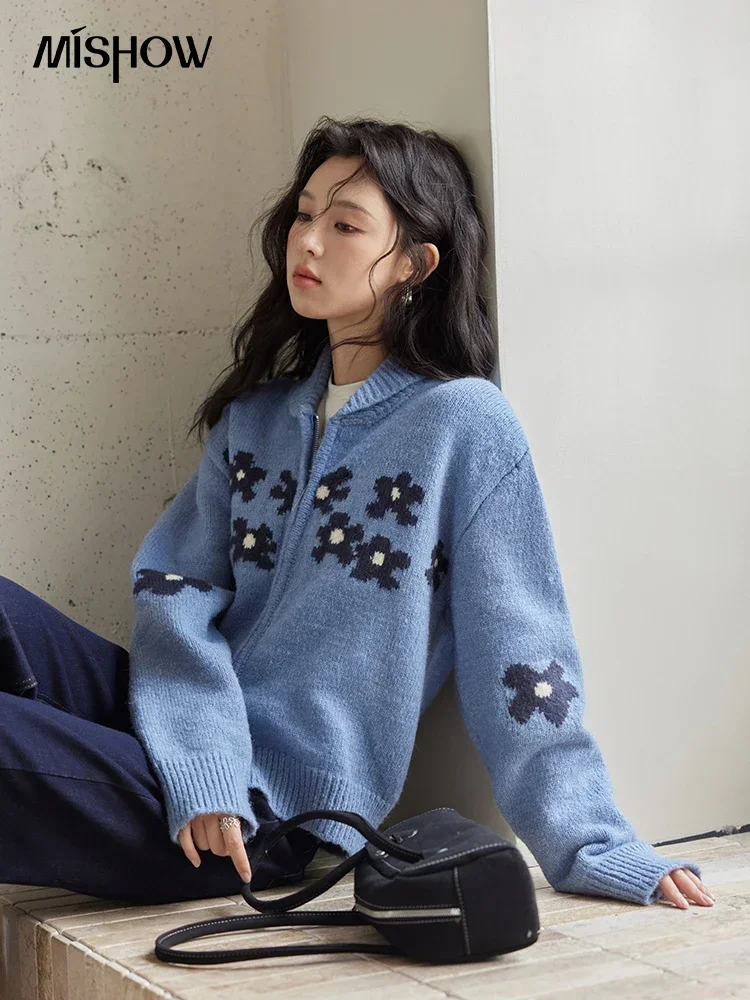 MISHOW винтажный жаккардовый свитер кардиган для женщин осень-зима 2024 элегантный