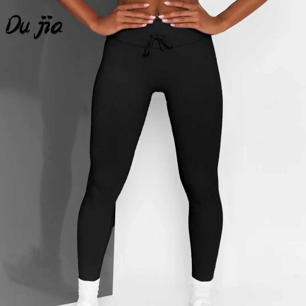 

Yoga Pants Women's High Waist Drawstring Tummy Control Leggings Fitness Sweatpants Seamless Gym Workout Leggings Push-up Tights