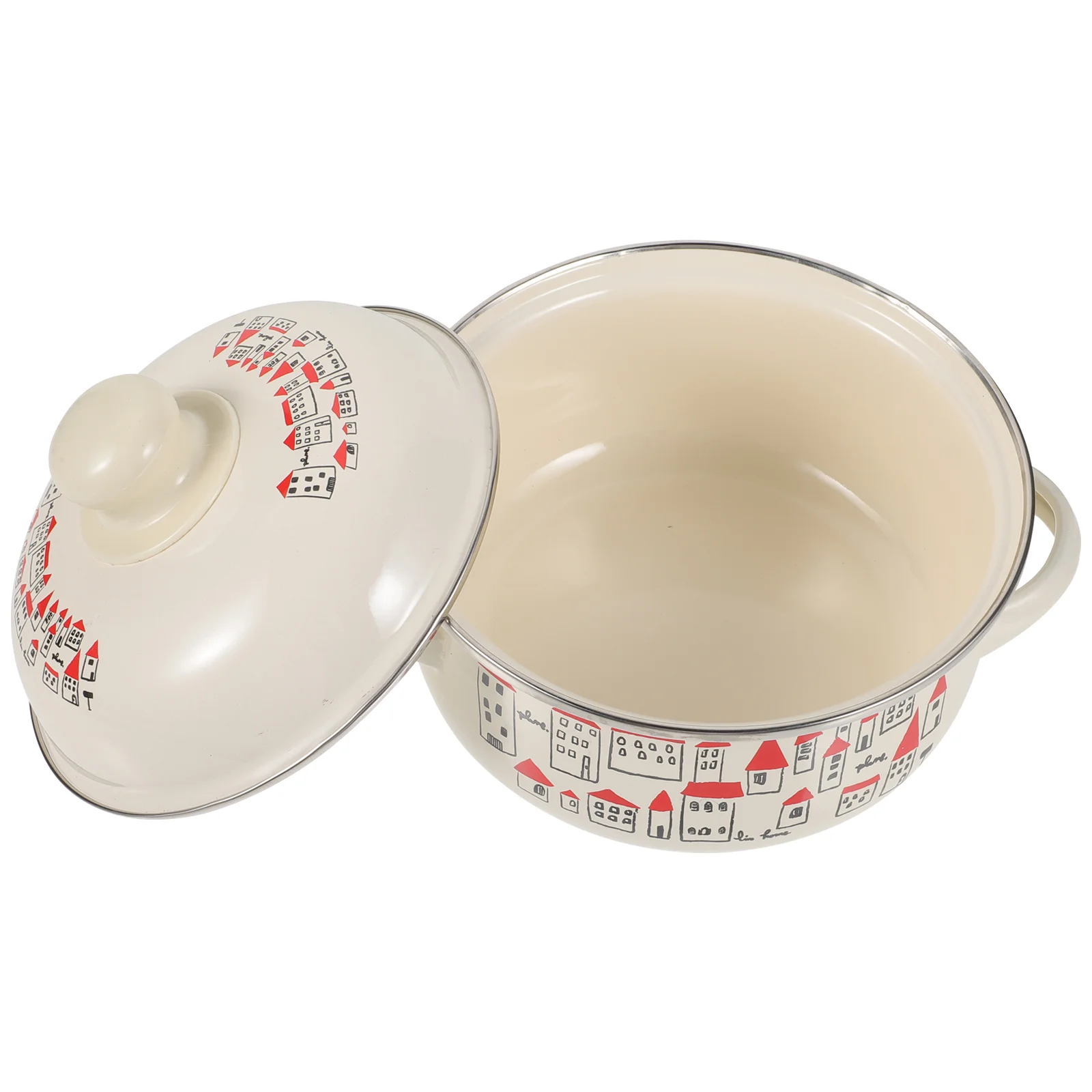 

Enamel Pot Double-handle Cooking Delicate Stockpot Household Stew Kitchen Wear-resistant Vintage Soup Portable Cooker