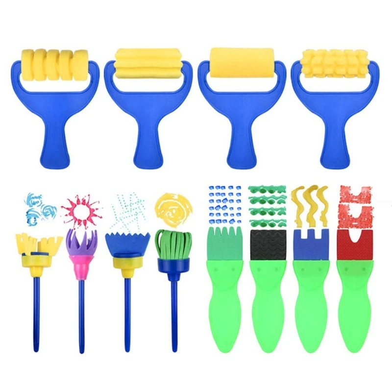 

Early Learning Kids Paint Set with Assorted Painting Brushes Sponges Waterproof Art Smock for Kids Toddlers Drop Shipping