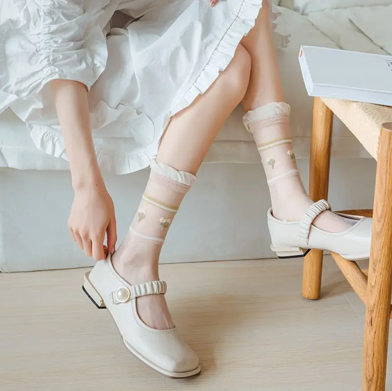 10pairs Summer New Retro Afternoon Garden Kanekalon Tube Socks Women's Breathable Lace Fresh Women's Socks Thin