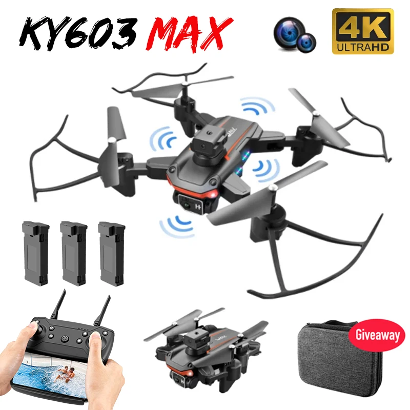 2022 New Mini Drone KY603 PRO 4K HD Double Camera Four Way Obstacle Avoidance Altitude Hold Mode Foldable RC Quadcopter Toy Gift