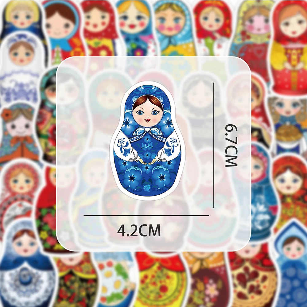 Мультяшные наклейки-матрешки для кукол 10/30/50 шт