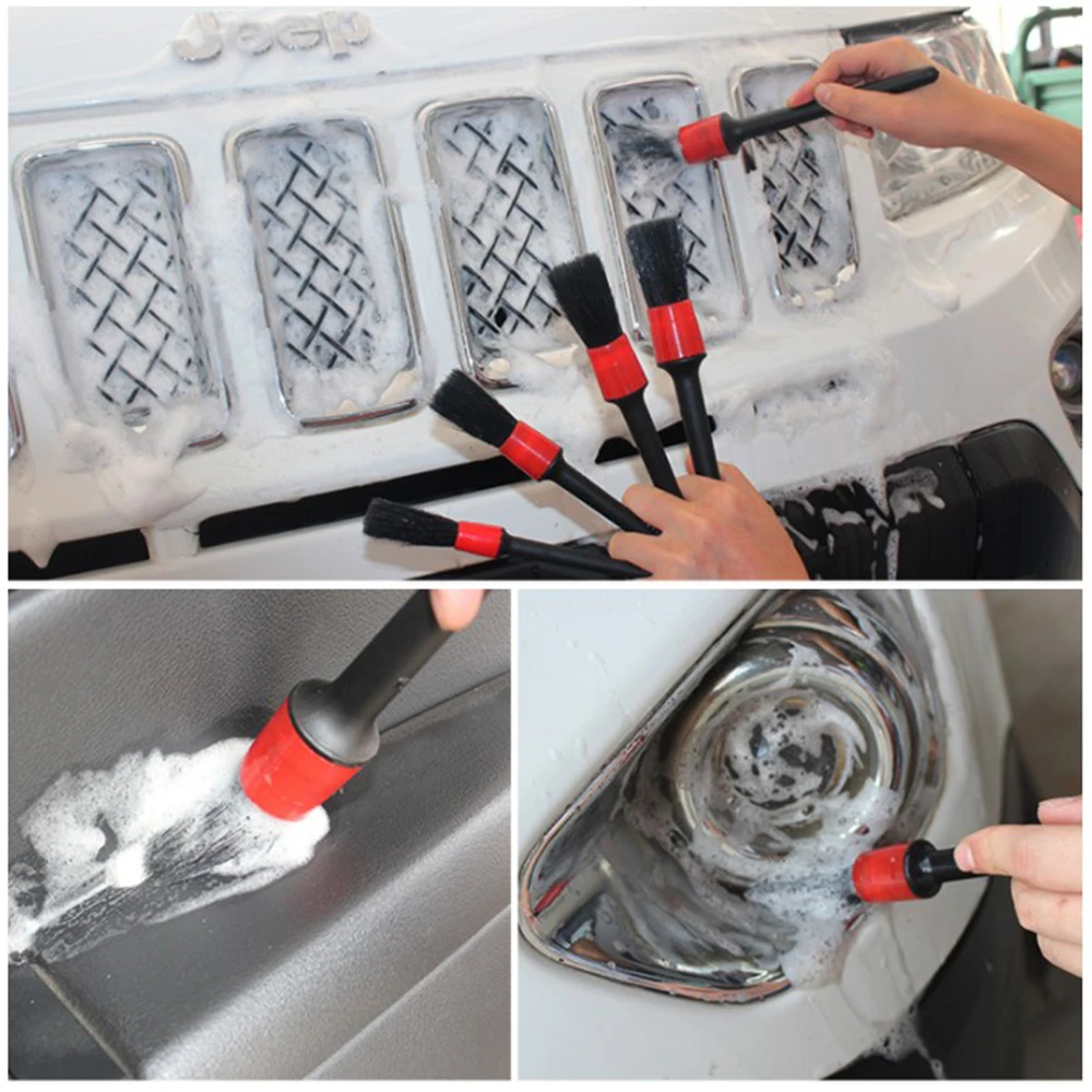 

5pcs Detailing Brush Set Car Brushes Car Detailing Brush For Car Cleaning Detailing Brush Dashboard Air Outlet Wheel Brush