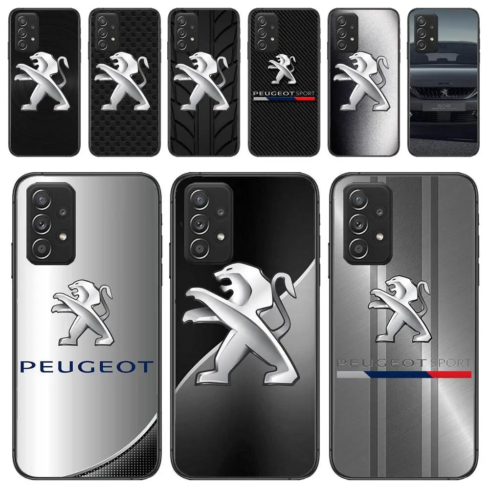 

Luxury Car Peugeots Logo Phone Case For Samsung Galaxy A13 A52 A53 A73 A32 A51 A22 A12 A20e A50 A21 A72 A70 S 4G 5G Black Cover