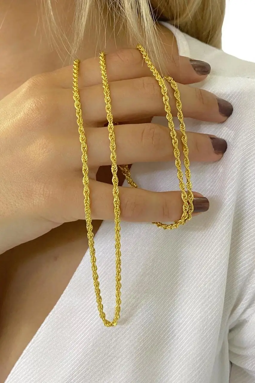 

70 cm Gold Workmanship Auger Chain Model 925 Silver Necklace