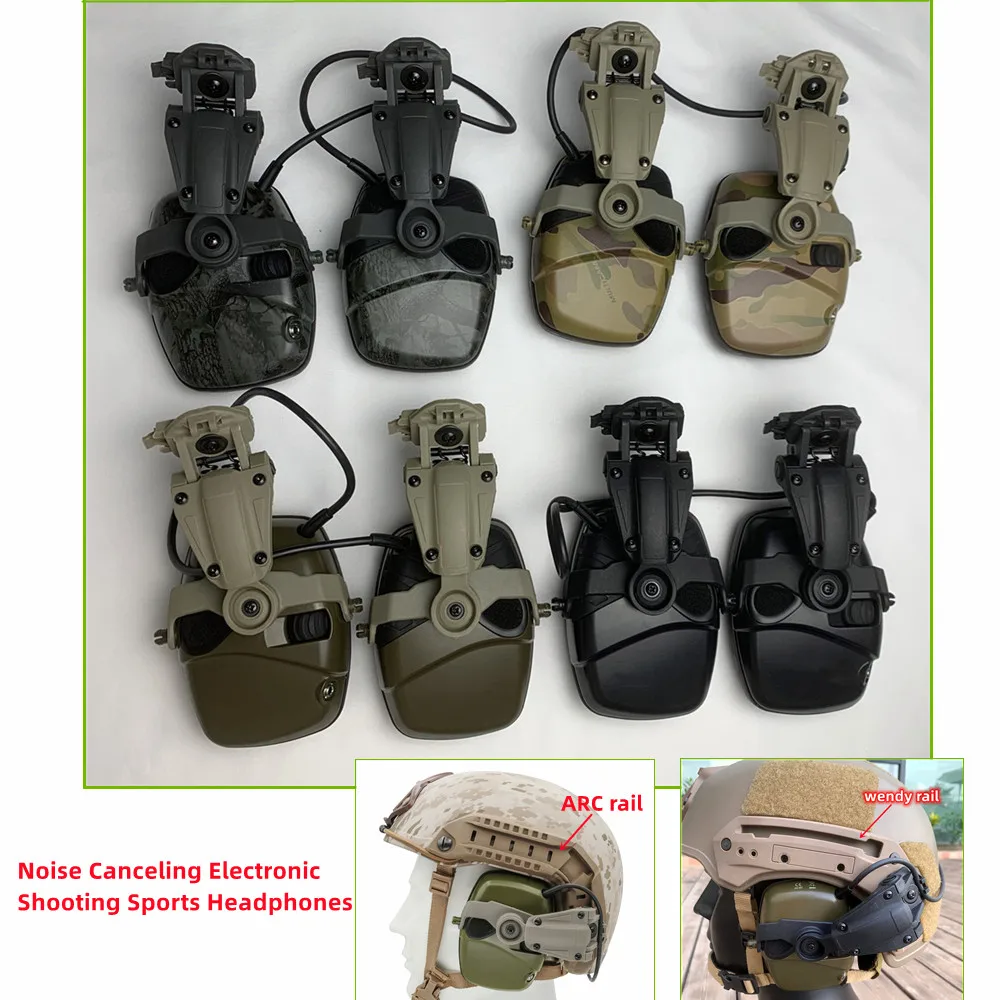 

Noise Canceling Electronic Shooting Sports Headphones with Tactical Helmet ARC Adapter Airsoft Hunting Shooting Gel Ear Earmuffs