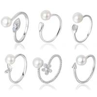meibapj 6 styles natural pearl ring empty tray diy jewelry making ring real 925 sterling silver fine jewelry for women