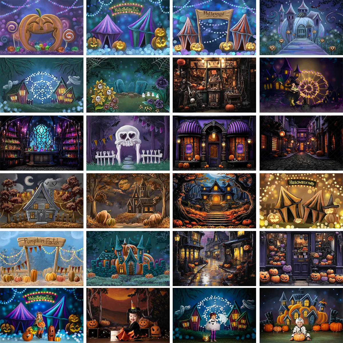 Фон для фотографирования детей на Хэллоуин, фотосессия для детей и взрослых, реквизит для фотосессии на день рождения, Осенний фон для фотографирования с изображением колеса обозрения и цирка