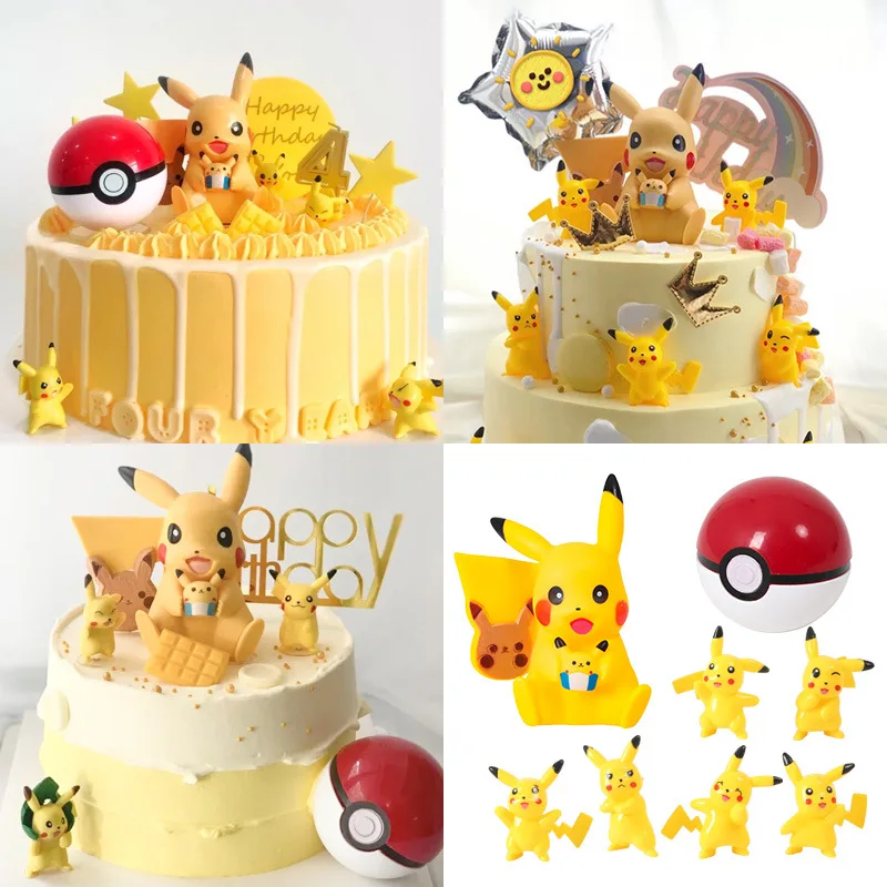 

Pokemon Cake Topper Anime Figures Cute Pikachu Dolls Baking Decoration Tools Birthday Party Decor Gifts for Kids Party Favors