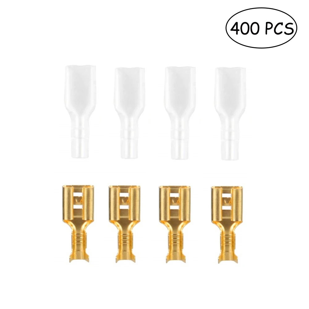 

Обжимные клеммы типа «лопатка», 400 шт., гнездовой разъем 6,3 мм для электрической изоляции, соединитель для обмотки проводов 0, 75 мм2-2, 5 мм2