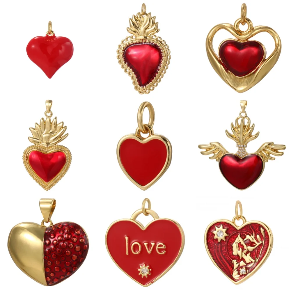 Y2K эмаль красный милый кулон в форме сердца День святого Валентина изготовление