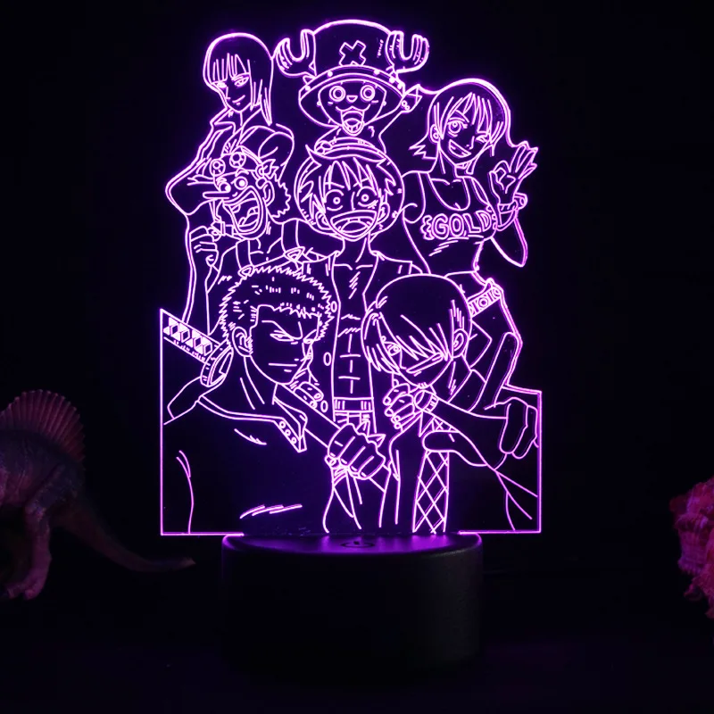 

Аниме One Piece Luffy Zoro LOGO 3D светильник светодиодный цветной сенсорный беспроводной USB Батарея акриловая Аниме Фигурка домашний декор