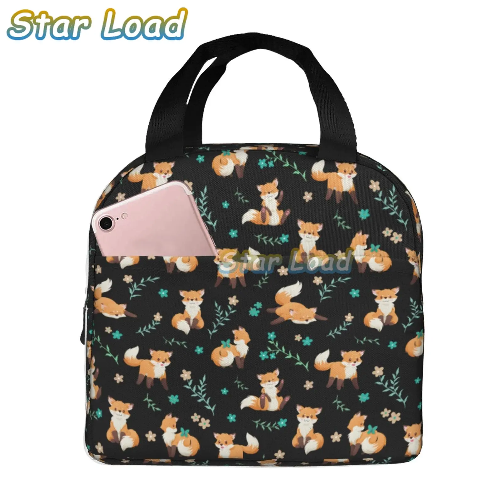 

cartoon kawaii Fox Lunch Bag For Picnic Pouch Thermal Cooler Meal Prep Cute Bag Big Leakproof Soft Bags For Lunch Box