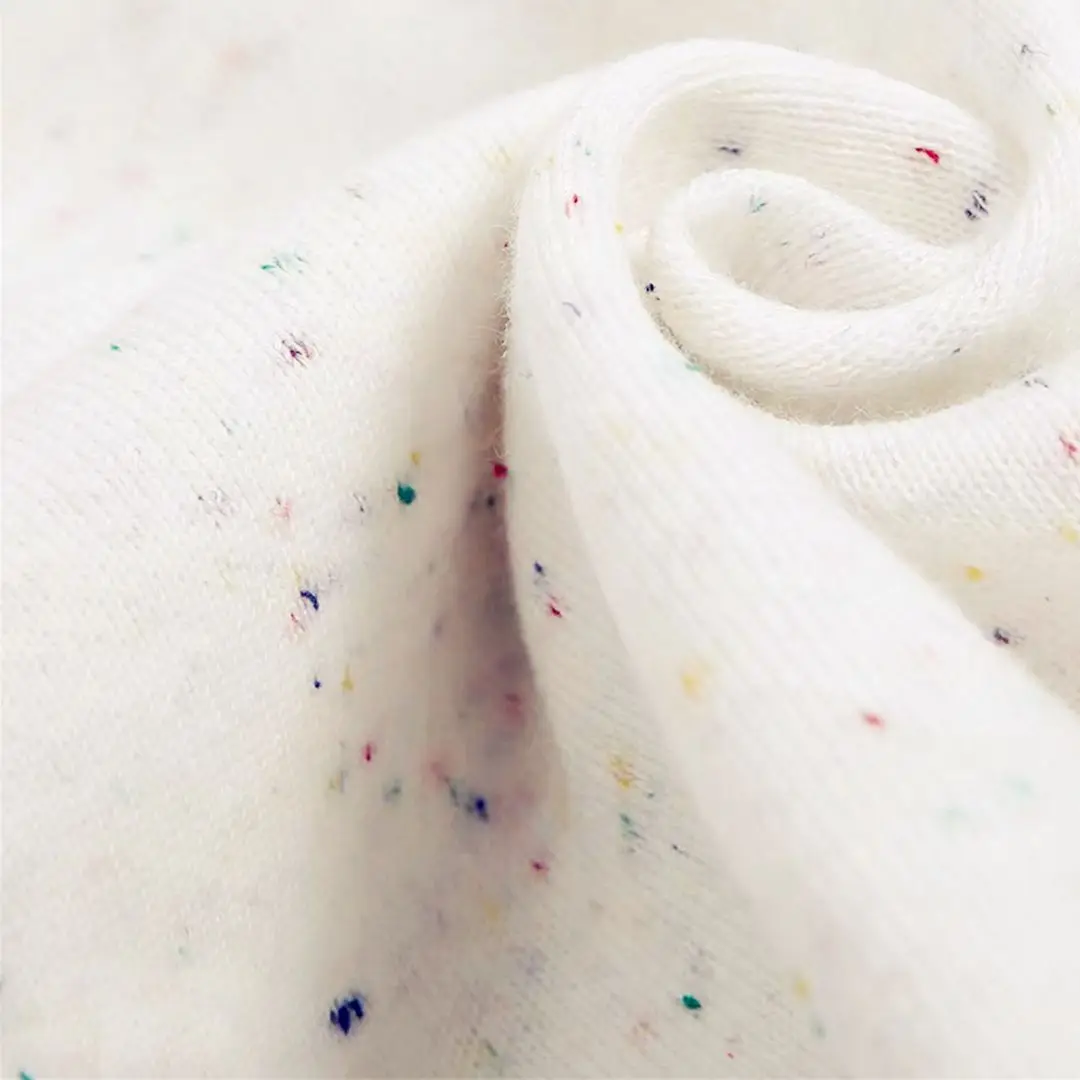 

White Knitted Pure Cotton Color Star Point David Clothing Fabric Weight 300g Design Fabric