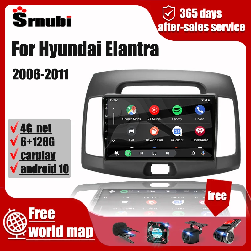 Автомагнитола для Hyundai Elantra 4 2006-2011 Android 2Din 4G Мультимедийный видеоплеер Навигация