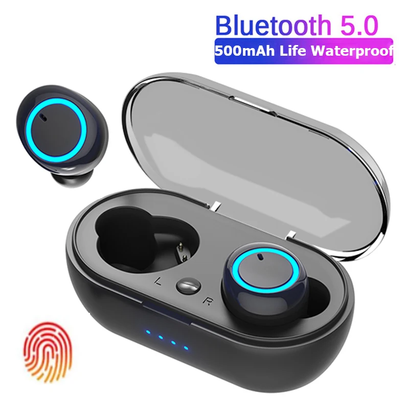 

TCJJ Y50 Earphone Bluetooth 5.0 TWS Sports Music Wireless Headset In Ear Mic Power Display Smart Touch Control Headphone Earbuds