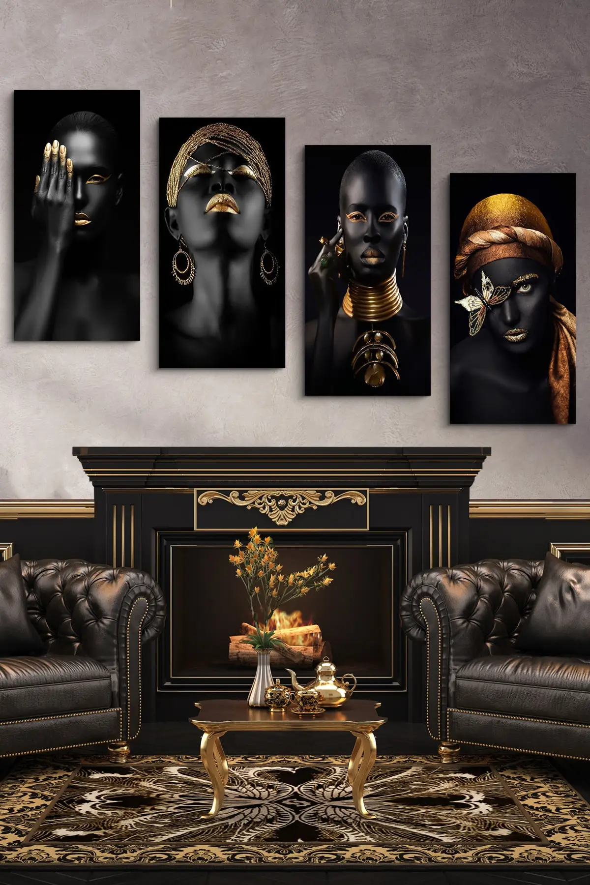 

Картина МДФ из 4 частей для африканских женщин