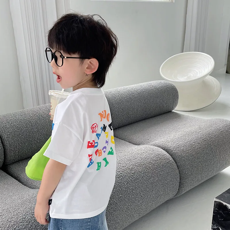 

Boys short-sleeved t-shirt 2022 summer new children's clothing foreign clothes cotton bottoming shirt children's tide