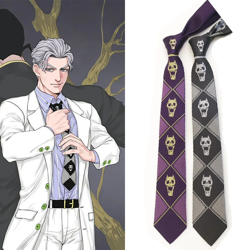 

Anime Necktie JoJo's Bizarre Adventure Kira Yoshikage Cosplay Tie KILLER QUEEN Skull Neck Heavens Door Cosplay Costume Prop Gift