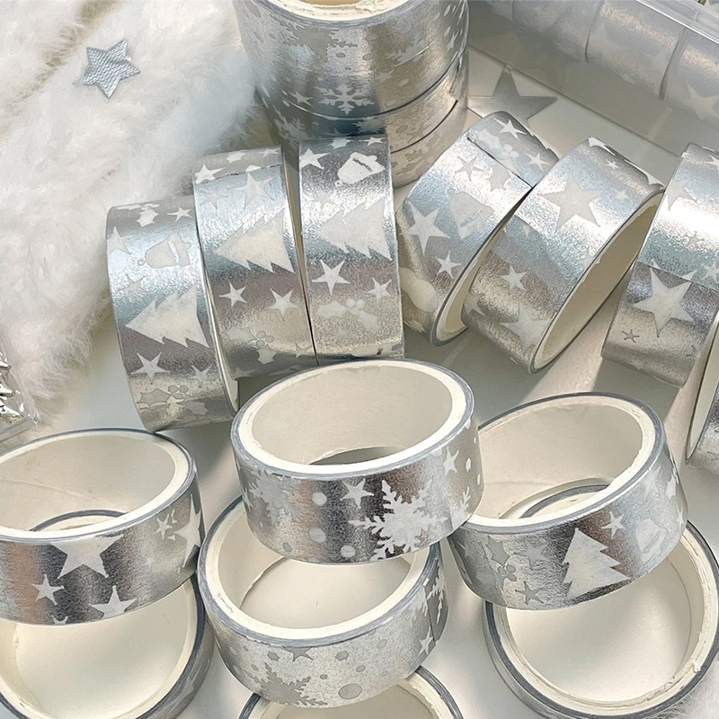 Новинка 1 шт. 2 м деко серебряная фольга снежинка звезды рождественская лента васи