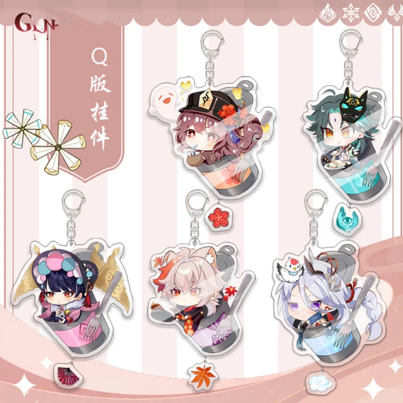 

Anime Keychain Genshin Impact Hutao Zhongli Venti Acrylic Keyring strap Figure Hanging Accessories 6cm