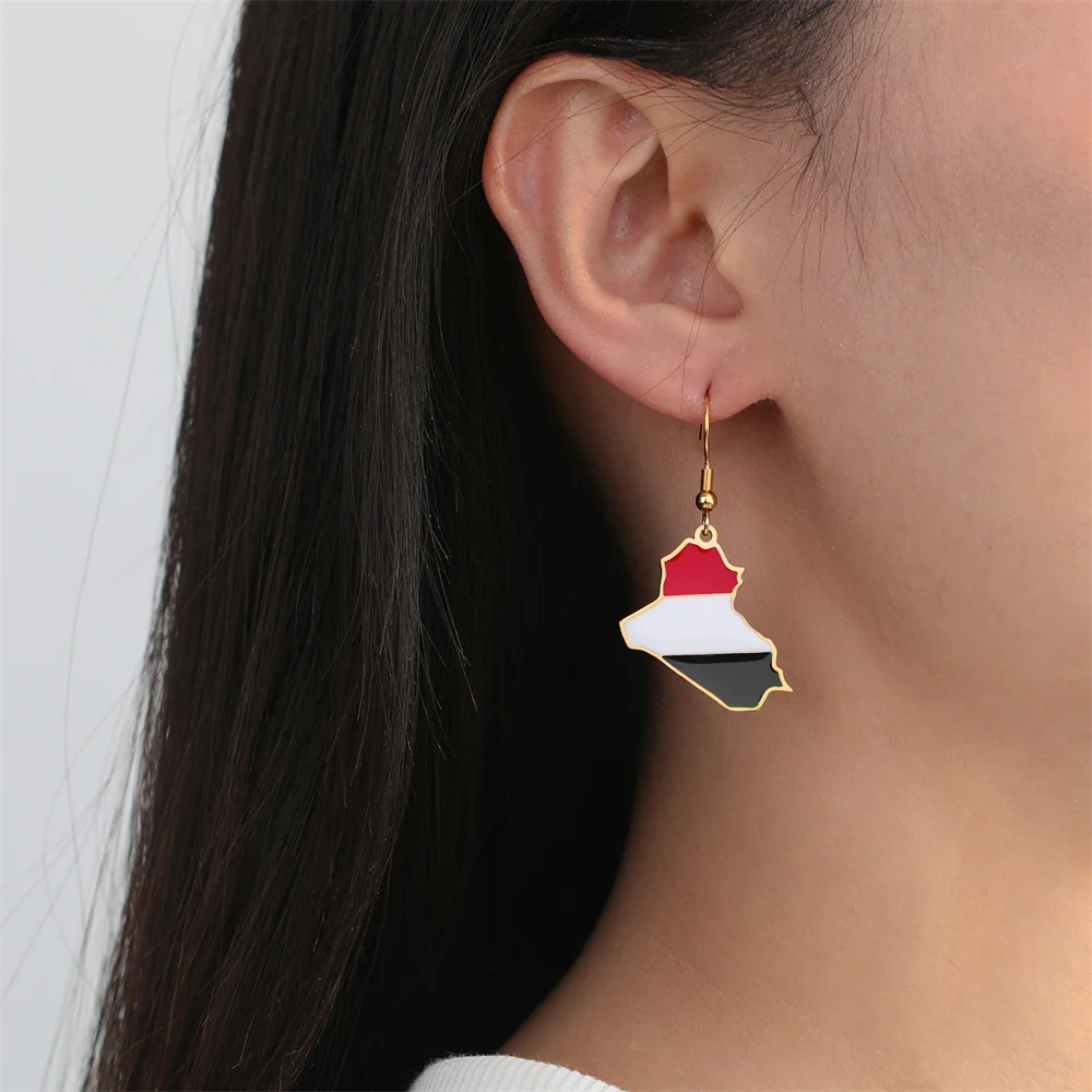 EUEAVAN эмалированные висячие серьги с картой Ирака для женщин модные из