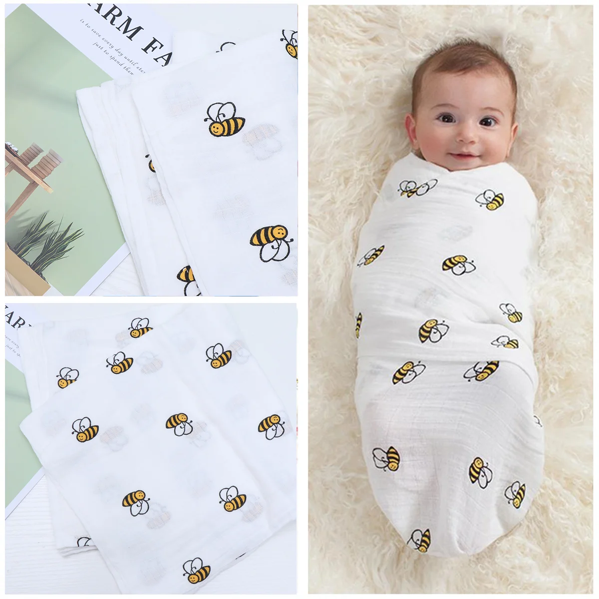 

Infant Towel Baby Blanket Cotton Newborn Swaddle Cobijas Recien Nacidos Wrap Blankets