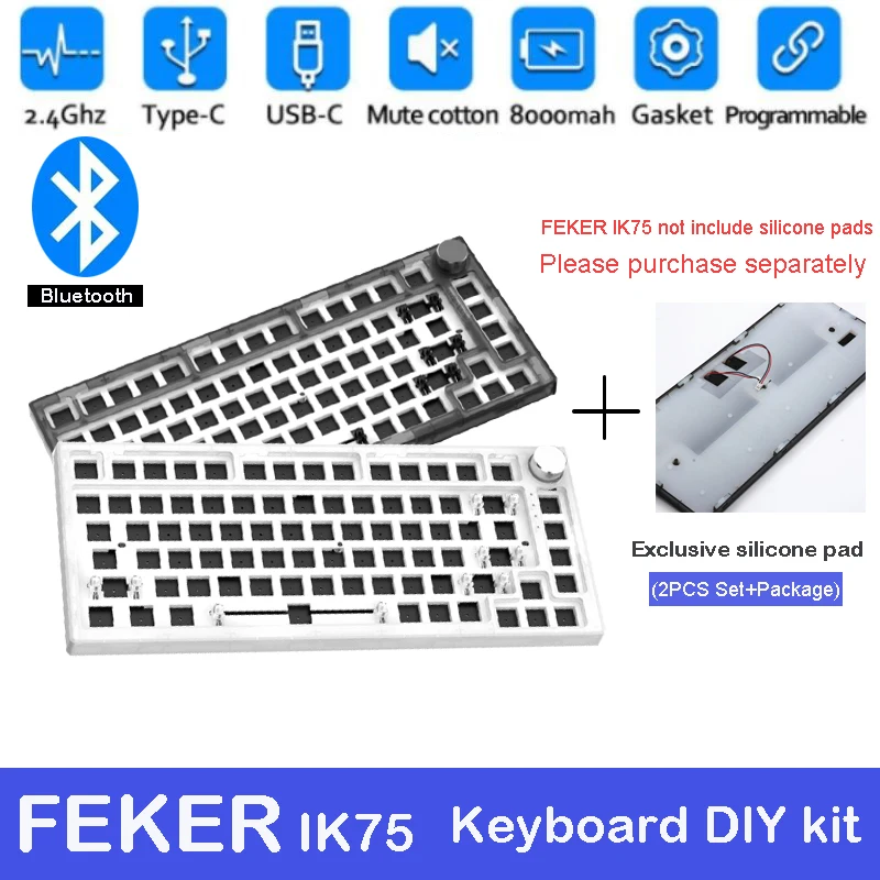 FEKER-Teclado mecánico IK75 V3, Kit de 3 modos, GMMK Pro 75%, botón...