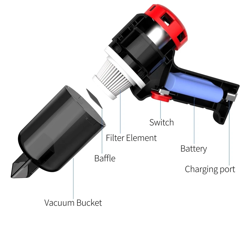 Vehicle mounted vacuum cleaner wireless handheld automatic mini vacuum cleaner & built-in battery dual purpose portable enlarge