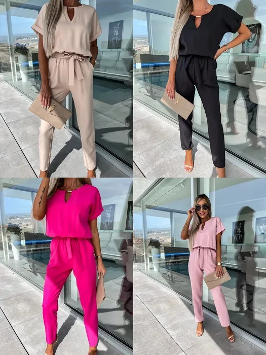 

2023 new summer women's suit fashionable, comfortable casual solid color loose jumpsuit jumpsuits for women elegant overall
