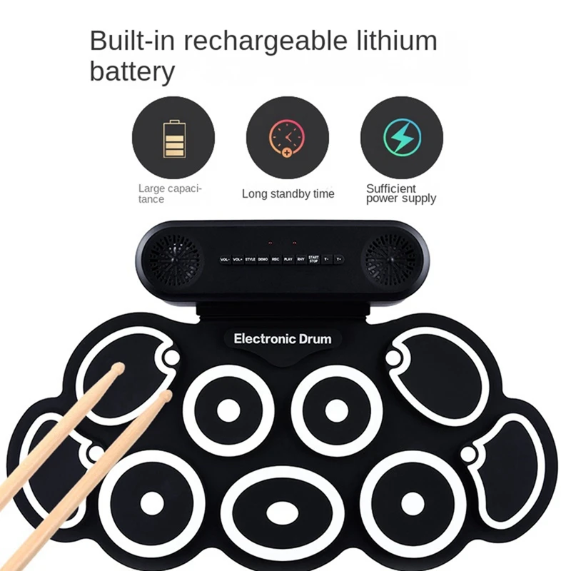 Новый электронный барабанный набор USB рулонный силиконовый коврик цифровая