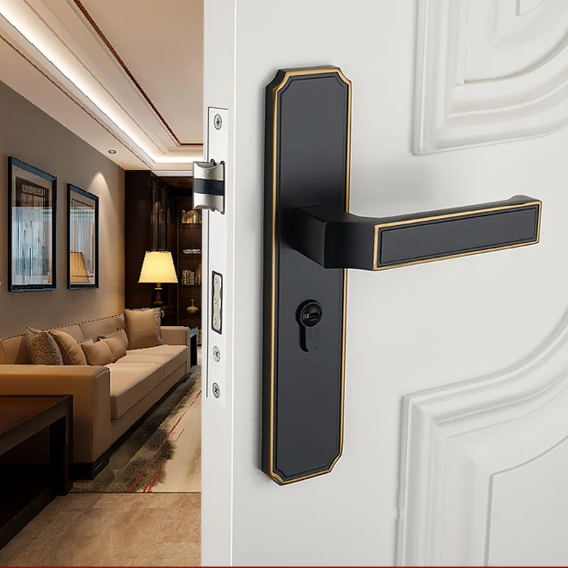 

Черный матовый дверной замок, комплект портативных ручек для безопасности, дверей для спальни, гостиницы, входных дверей, раздвижные дверны...