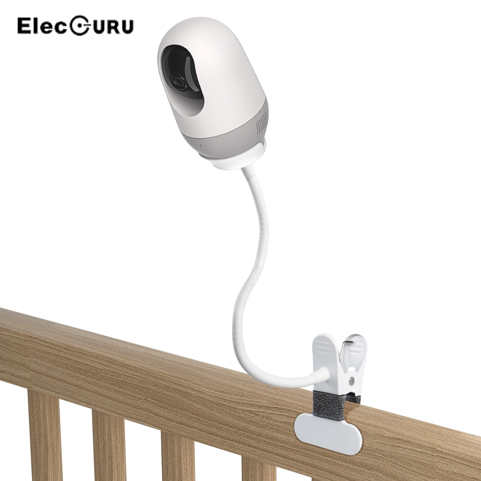 Flexible Clip Clamp Mount with Base For Nooie Baby Monitor IPC100-1080P,Clip to Crib Cot Shelves or Furniture
