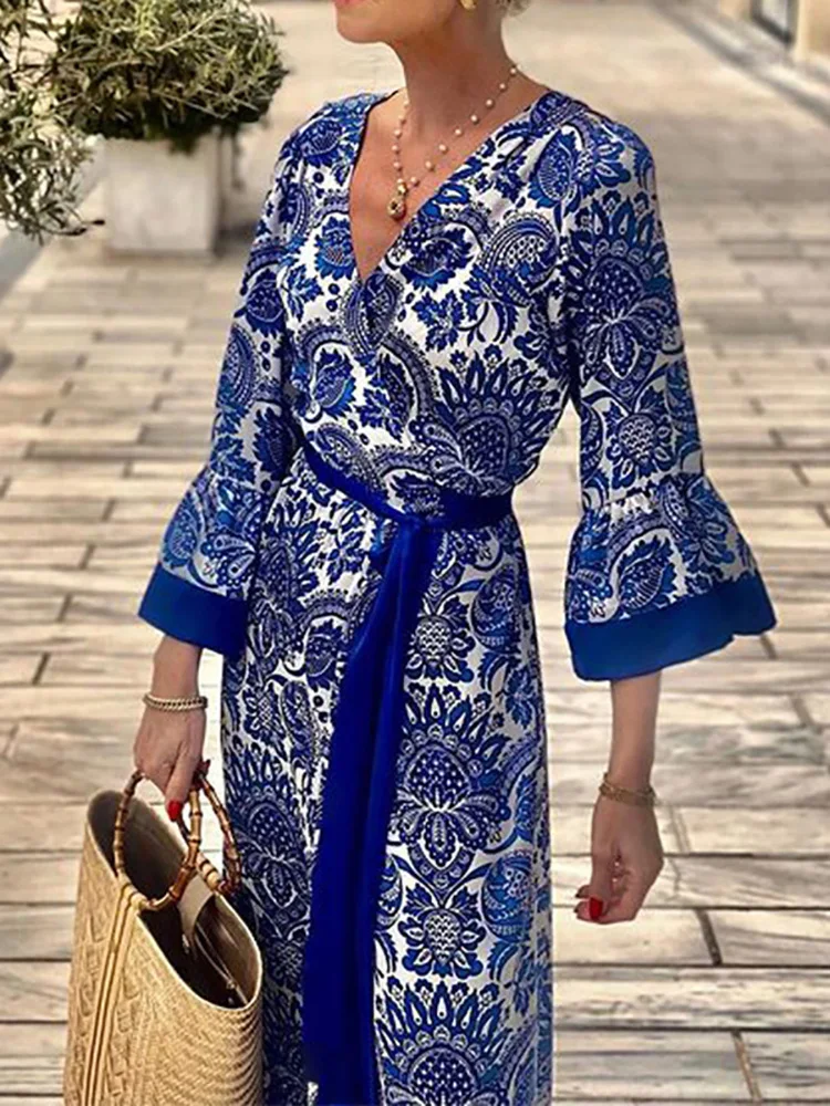 Женское винтажное платье на шнуровке привлекательное Платье макси с V-образным