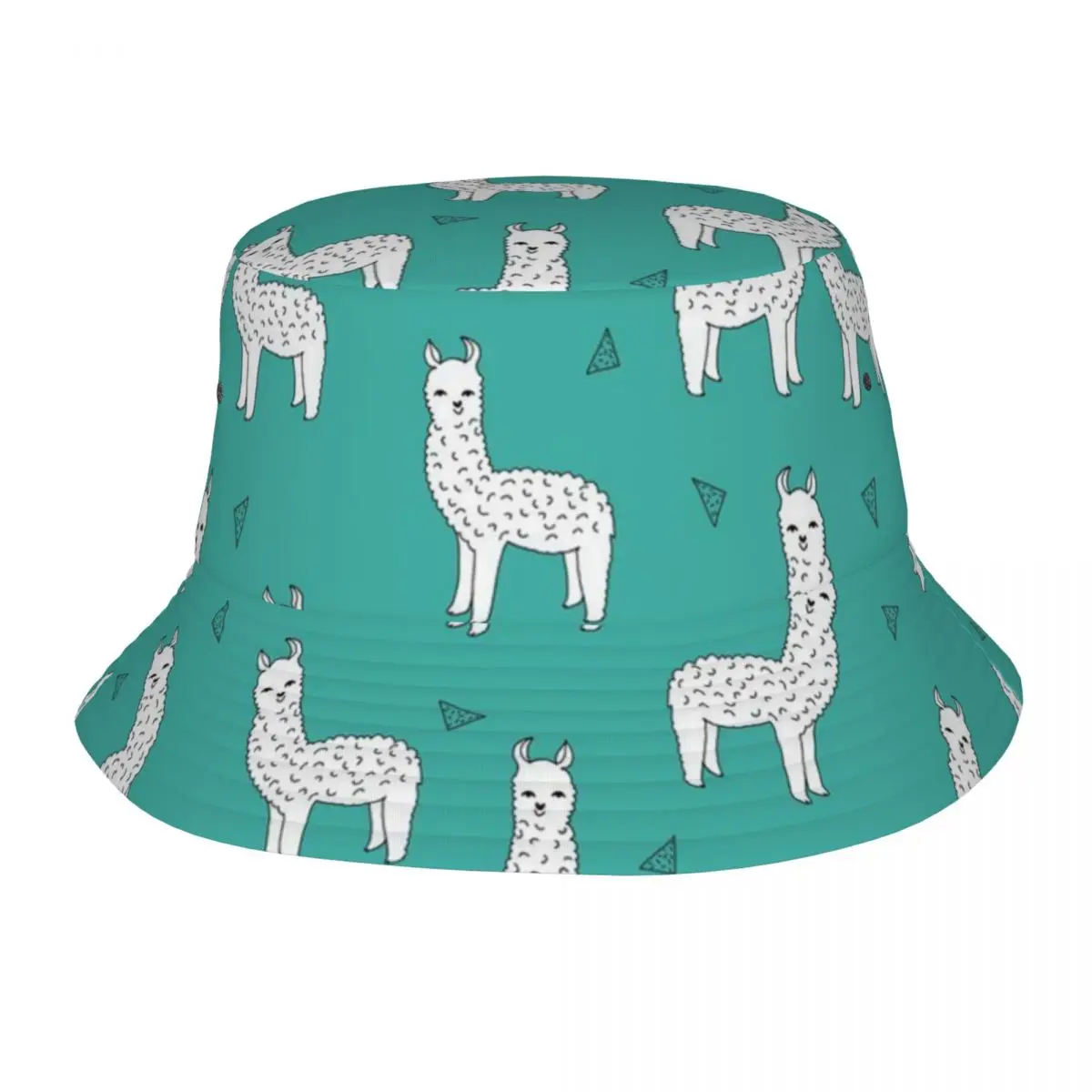 

White Alpaca Pattern Outdoor Fisherman Cap Beach Hats SunCaps Men Women Bucket Hat Panama Hats Bob Hats For Women
